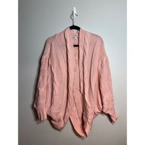 Military Hippie Pink Cable Knit Split Back Batwing Cardigan Sweater One Size